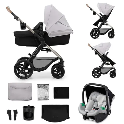 Productafbeelding van Kinderkraft MOOV 2 AIR 3-in-1 kinderwagen - Opblaasbare wielen - 2-in-1 zitje - Inclusief MINK PRO i-Size autostoeltje - Geschikt tot 27 kg - UV-bescherming UPF50+ - Grijs