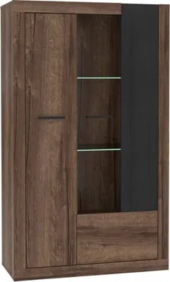Produktbild von Furniture24 Vitrine Trass TRAV621R, Schrank, Wohnzimmerschrank, Vitrinenschrank, 2 Türiger, Schlammeiche ohne Beleuchtung