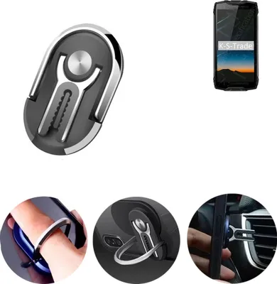 Produktbild von K-S-Trade 3in1 Smartphone-Ring Handy-Ring kompatibel mit Blackview BV6800 Pro Fingerhalterung  Handyring Tischständer Lüftungsgitter-Halterung Tisch