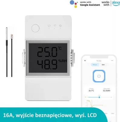 Obrázok produktu pre Termostat Sonoff 16A WLAN s LCD displejom a vodotesným senzorom