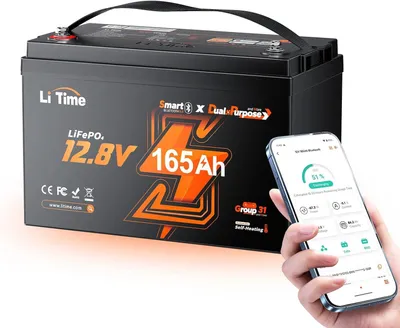 Image de Batterie LiFePO4 double usage 12 V 165 Ah Bluetooth IP67 avec 1200 CCA et auto-chauffage pour bateau