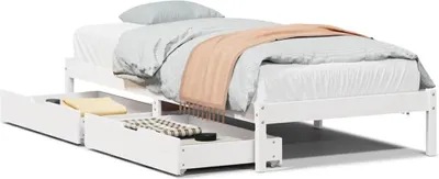 Image de vidaXL Lit en pin massif sans matelas blanc 90x190 cm