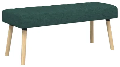 Zdjęcie produktu dla Ławka z wyściełanym oparciem vidaXL, ciemnozielona, 110 x 40 x 46 cm, tkanina