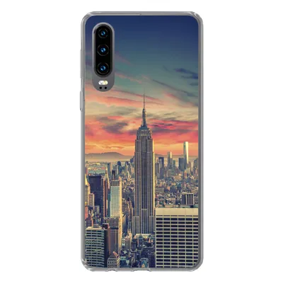 Produktbild von MuchoWow® Handyhülle Schutzhülle Hülle für Huawei P30 New York - Manhattan - Empire State Building Silikon Softcase Handy Hülle - Kartenbesitzer