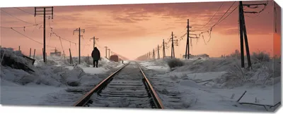Produktbild von Bild 100x40cm Reisender Winterdämmerung