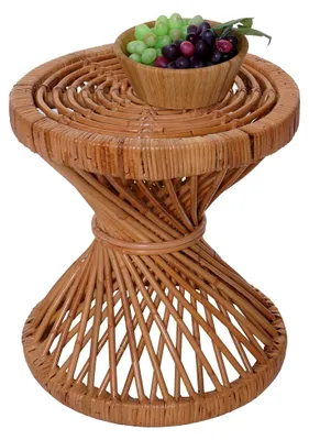 Produktbild von Beistelltisch, Blumentisch aus Rattangeflecht, rund 43x38x38cm, Kubu-Rattan Natur