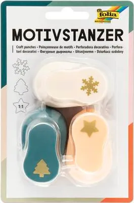 A retail package containing three craft punches with different shapes.