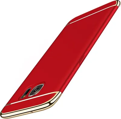 Produktbild von Handy Hülle Schutz Case für Samsung Galaxy S6 Edge Bumper 3 in 1 Cover Chrom Rot