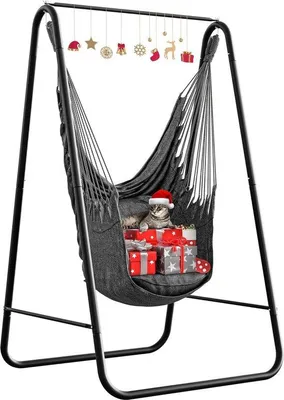 Immagine prodotto di Altalena da esterno con robusto telaio in acciaio, portata massima 150 kg, 85 x 92 x 153 cm, 2 ganci e 2 cuscini, ideale per terrazze, balconi e giardini.