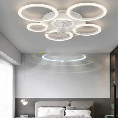 Zdjęcie produktu dla Wentylator sufitowy z lampą, biały - 115 W, oświetlenie LED