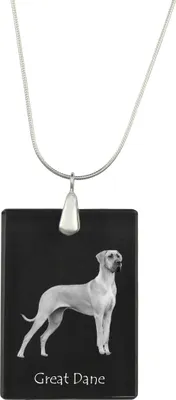 Produktbild von Deutsche Dogge, Ulmer Dogge, Große Dogge - Kristallanhänger mit Hund, Silberhalskette mit Foto, personalisierter Anhänger der Marke Art-Dog