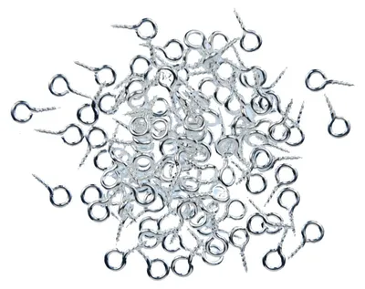 Produktbild von 100x Schraubösen Schraube Lochschrauben Augenschrauben Ösen 10mm versilbert lang