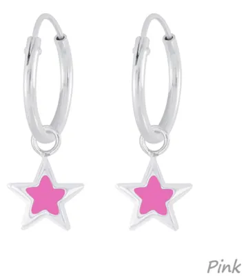 Produktbild von Stern Creolen Kinder Ohrringe 925 Silber Pink