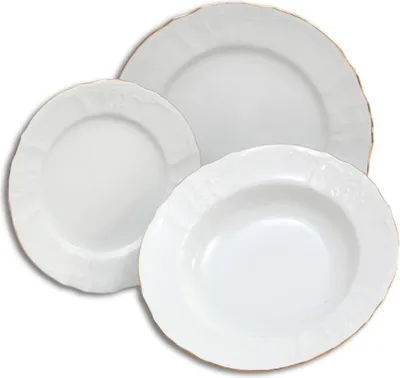Image de Thun 1794 Bernadotte, set d'assiettes, rayures or, blanc