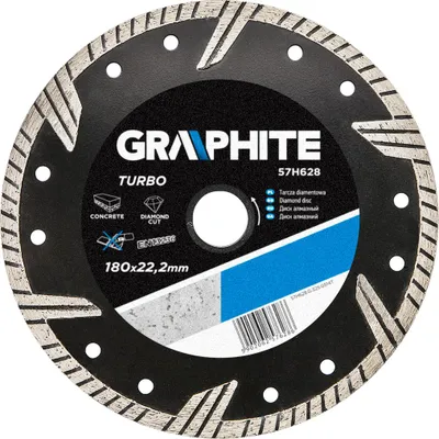 Obrázok produktu pre GRAPHITE Diamantový kotúč 180 x 22,2 mm, turbo