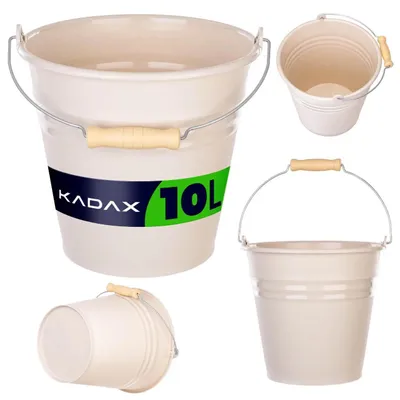 Image de Seau en plastique de 10 litres - Seau pour la maison - Anse en métal - Adapté au contact alimentaire - Nettoyage et jardin - Plastique PP - Beige