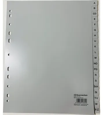 Produktbild von Soennecken Register 2131 DIN A4 A-Z volle Höhe Überbreite PP grau