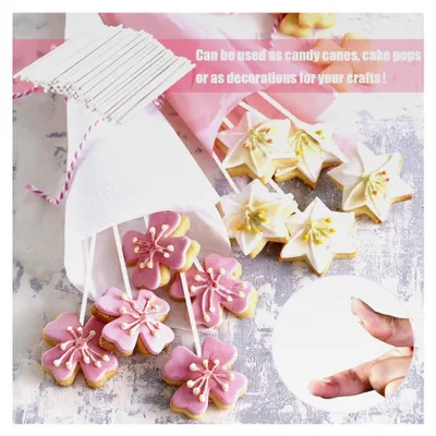 Produktbild von 100 Stück Cake Pop Stiele, Weiße Lolli Stiele aus Papier, Runde Cake Pops Stiele 10 cm