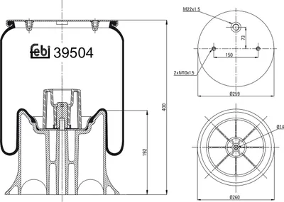 Produktbild von FEBI BILSTEIN Luftfederbalg 39504 400mm 192mm 260mm