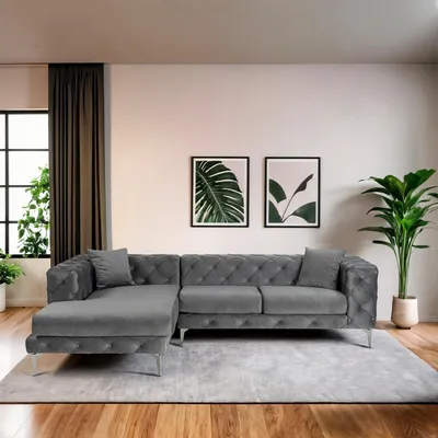 Produktbild von Hanah Home, Como Eco Left - Anthracite, Ecksofa, Anthrazit, BUCHENHOLZ / SPANPLATTEN, 270 x 180 x 72 cm