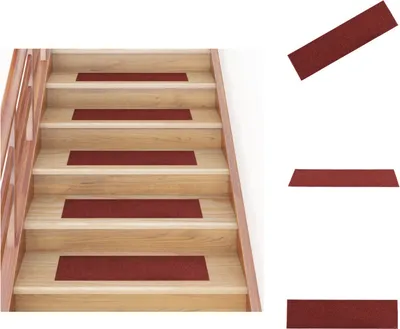 Produktbild von vidaXL Selbstklebende Treppenmatten 15 Stk. Rechteckig 76x20 cm Rot -  Stufenteppiche