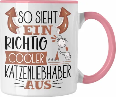 Produktbild von Trendation - Katzenliebhaber Tasse So Sieht Ein Richtig Cooler Katzenliebhaber Aus Geschenk Lustiger Spruch Geschenkidee (Rosa)