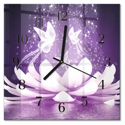 Produktbild von Tulup Glasuhr Wanduhr Küchenuhr Echt-Glas 30x30 cm Modern Dekorativ Geräuschlos Schwarzen Zeigern - Blume