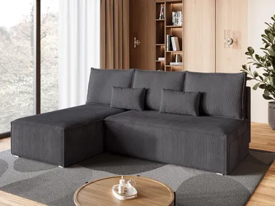 Produktbild von BroMARKT Ecksofa TOP SLIM Schlaffunktion Bettkasten L-Form 120x200 cm Grau