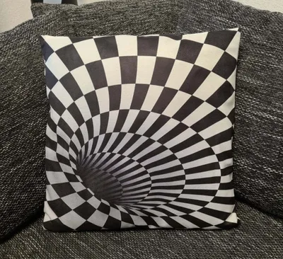 Produktbild von 3D Druck Designer Kissenbezug Schwarz- weißer Strudel - 45cm x 45cm