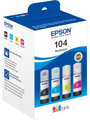 Image de Epson EcoTank 104 - 4-pack - Noir, Jaune, Cyan, Magenta - original - encre de recharge - pour EcoTank ET-1810, 2715, 2721, 2810, 2811, 2812, 2814, 2815, 2820, 2821, 2825, 2826, 4800