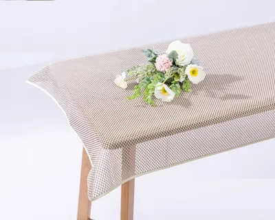 Produktbild von Gartentischdecke Karo Schaum PVC Weichschaum 130 x 220 cm - beige