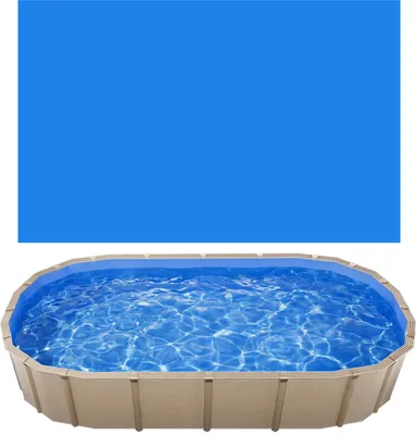 Produktbild von SucceBuy Poolinnenfolie 3,6x6,2 m, PVC-Poolfolie für 120 cm Wandhöhe, Innenhülle mit 0,8 mm Stärke, Ersatzfolie UniBead, Schwimmbadauskleidung, Passend für oberirdische Pools, Blau