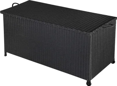 Obrázek produktu pro Zahradní úložný box z ratanu, černý, 270 l, vodotěsný
