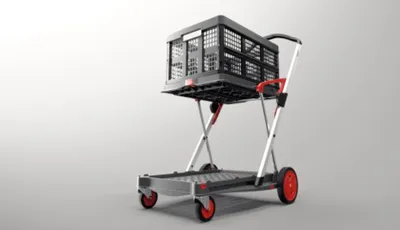 Image de Chariot Clax avec caisse pliante - Rouge
