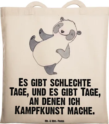 Produktbild von Mr. & Mrs. Panda Jutebeutel Panda Kampfkunst - Transparent - Geschenk, Schultasche, Einkaufstasche, Kampfsportarten, Selbstverteidigung, Shopping Tasche, Tote Bag