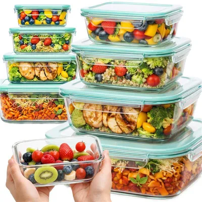 Produktbild von Retoo Glas Lebensmittelbehälter Set 4 tlg mit Deckel, BPA-frei, luftdicht & auslaufsicher, Meal Prep Boxen, Lunchbox, Frischhaltedosen, Vorratsdosen