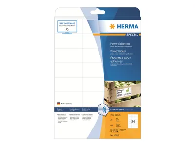 Obrázek produktu pro HERMA Special - papír - matný - extra silný samolepicí - bílý - 70 x 36 mm 600 štítků (25 listů x 24)