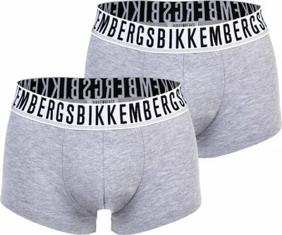 Zdjęcie produktu dla BIKKEMBERGS Herren Boxershorts, 2er Pack - BI-PACK TRUNKS, Stretch Bawełna, Logobund Grau XL