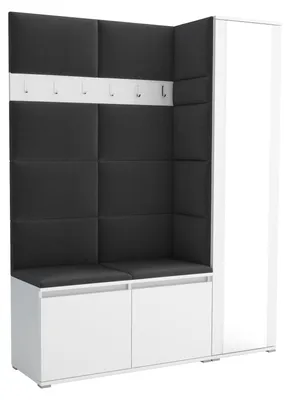 Produktbild von Garderobe LUTON 7 WHITE 16 - Farbe: weiß, moderne Garderobe 40x145x186 cm, funktionelle Lösung für den Flur, Garderobe, Möbel für den Flur,