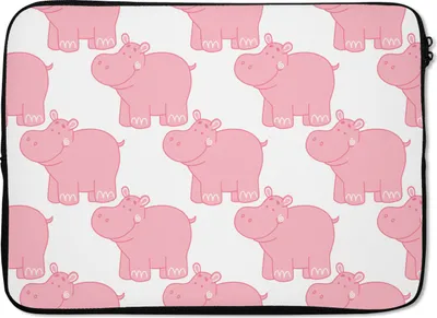 Produktbild von MuchoWow® Laptop Hülle 14 ZollNilpferd - Rosa - Mädchen - Kind - Muster Laptoptasche - Laptoptasche - Stoßsicher - Schutzhaube