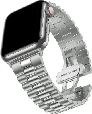 Produktbild von Strap-it Presidential Luxus-Edelstahlarmband passend für Apple Watch Serie 1/2/3/4/5/6/7/8/9/10/11/SE/Ultra (2) - Titanfarben -Größen: 44/45/46/49mm