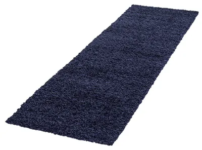 Teppich Hochflor Unifarben Polypropylen Wohnzimmer Shaggy_Läufer_#sku_BARKLIFE802501500NAVY#