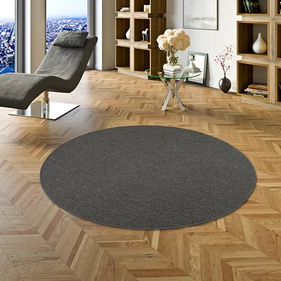Produktbild von Teppich Bentzon Flachgewebe Anthrazit Rund, Größe:300 cm Rund