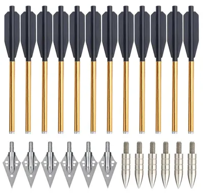Produktbild von Pfeilspitzen, Aluminium und Edelstahl, vielseitig für Jagd und Bogenschießen, 12 Stück Mischtyp B