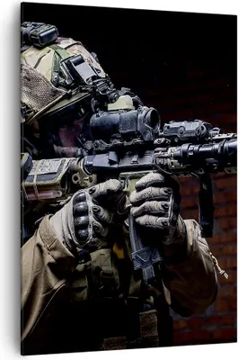 Produktbild von Bild auf Leinwand - Leinwandbild - Einteilig - Soldat Gewehr - 70x100cm - Wand Bild - Wanddeko - Wandbilder - Leinwanddruck - Kunstdruck - Wanddekoration - Leinwand bilder - Wandbild - PA70x100-3785