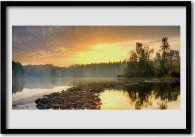 Produktbild von Bild 100x70 MDF-Rahmen Wandkunst See, Teich, Landschaft