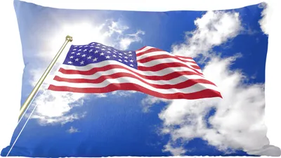 Produktbild von MuchoWow® Zierkissen Sofakissen Wohnzimmer Dekokissen 50x30 cm Flagge der Vereinigten Staaten vor der Sonne - Wohnzimmerdekoration - Polster mit Photo