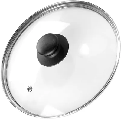 Imagen del producto de Tapa universal para ollas y sartenes, de vidrio con borde de acero inoxidable, diámetro 22 cm, apta para ollas de 14 a 32 cm