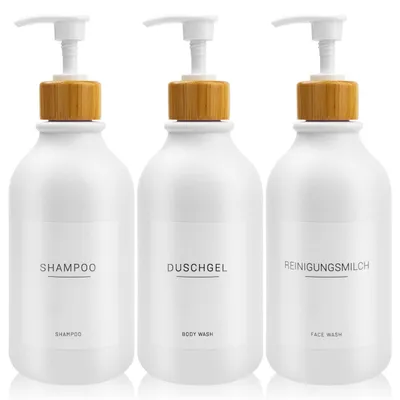 Immagine prodotto di Set di 3 dispenser per sapone da 500 ml, in PET bianco, con 22 etichette