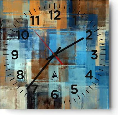 Produktbild von Wanduhr - Quadrat - Glasuhr - Abstraktion modern - 30x30cm - Schleichendes Uhrwerk - Lautlos - zum Aufhängen bereit - Dekoration Modern - Wanddekoration aus Glas - C4AC30x30-3418